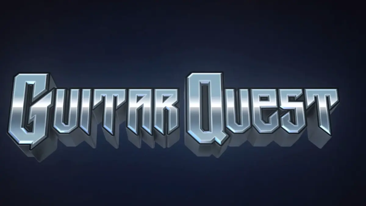 Tampilan visual slot Guitar Quest dengan nuansa garasi rock